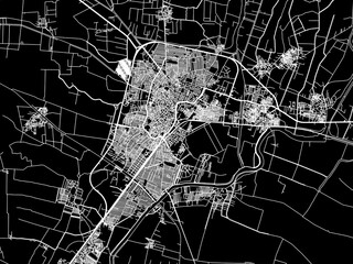 Vector road map of the city of Al Mahallah al Kubra in Egypt with white roads on a black background.