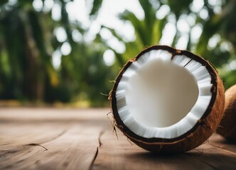 close up view of raw and fresh coconut 

 - obrazy, fototapety, plakaty