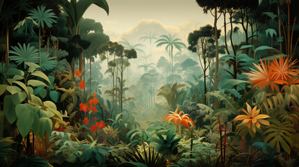 Fototapeta na wymiar Tropical forest illustration