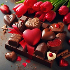 Valentine's Day background with chocolates - 689083701