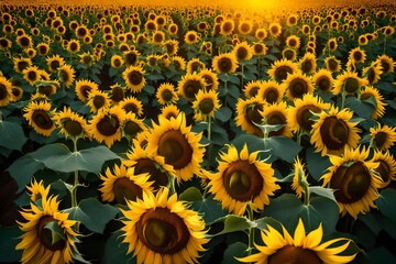 *field of blooming sunflowers-
