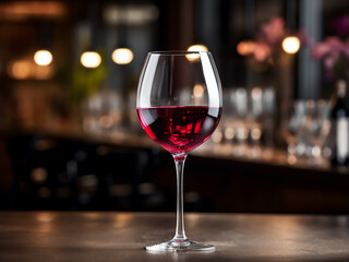 Close-up of a rich red wine in a glass. AI Generation.