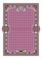 Vertical form for creating certificates, diplomas, bills and other securities. Classic design in pink tones. A4 format.