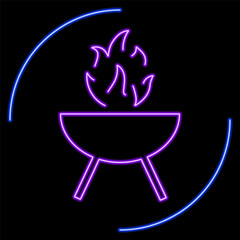 grill neon sign, modern glowing banner design, colorful modern design trends on black background. Vector illustration.