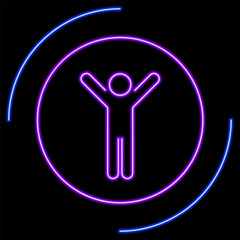 health care neon sign, modern glowing banner design, colorful modern design trends on black background. Vector illustration.