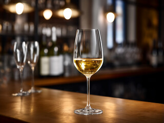 A shimmering glass of white wine, an epitome of sophistication. AI Generation.
