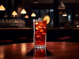 A tempting Cocktail Americano in a glass. AI Generation.