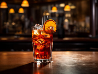 Enjoy a Cocktail Americano in this image. AI Generation.