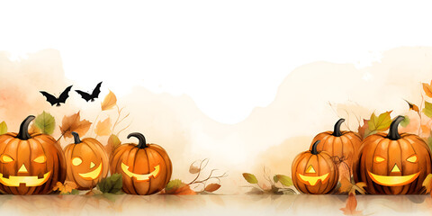 The Pumpkin Parade: A Spooktacular Banner for Halloween Delight background ai generated