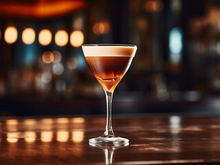 Deep, rich cocktail brown in a stylish glass. AI Generation.