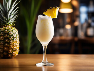 A tropical drink, cocktail pina colada, with a twist. AI Generation. - obrazy, fototapety, plakaty