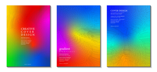 Covers set design with abstract blurred multicolor gradient background. Mosaic pattern. Ideas for magazine covers, brochures and posters. Vector Illustrator EPS.