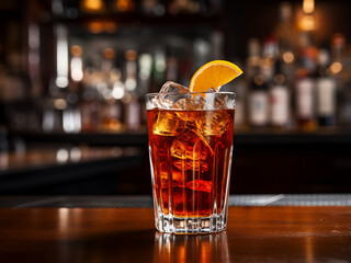 Fototapeta na wymiar A tasty bar favorite: cocktail whiskey with coke. AI Generation.