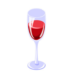 Glass of red wine in cartoon style. Vector illustration isolated on a white background.