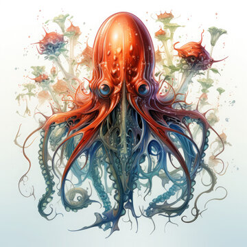 Waterco Vampire Squid Clipart illustration Generative Ai