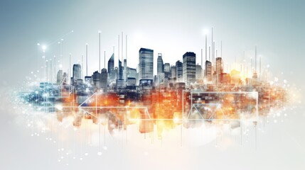 Obraz premium Smart city and communication network. Digital transformation, business, building, modern, urban, technology, connection, information, innovation, capita, future