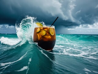 Stormy Adventure Bold Dark n Stormy at a Bermuda Boat Party. AI Generated.