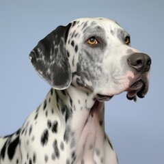 Close-Up of a Dalmatian Dog on a Vibrant Blue Background