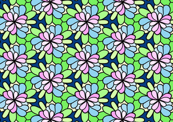 Abstract  pattern with blooming flowers and leaves.natural illustration with  flowers background.