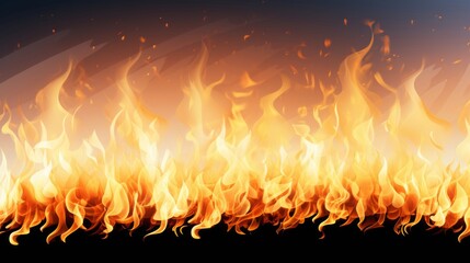 Group of Fire Flames on a Black Background
