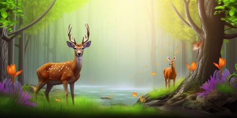3d deer wallpaper, Generative AI