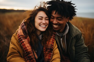 Fototapeta premium A happy young couple outdoors