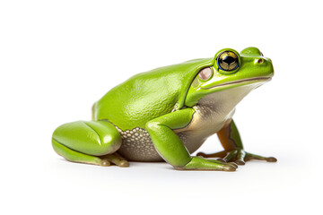Obraz premium green frog (hyla arborea formerly rana arborea) isolated on white background