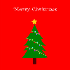 merry christmas greeting card template with christmas tree illustration vector