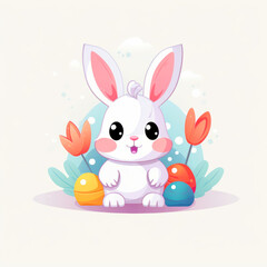 Obraz na płótnie Canvas Cute illustration of easter bunny on white background.