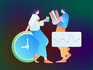 Business People Flat Vector Concept Operation Hand Drawn Illustration
