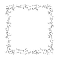 Christmas frame, garland with light bulbs.