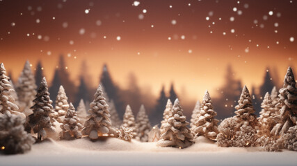Obraz premium Snowy Winter Scene with Gingerbread Houses and Trees