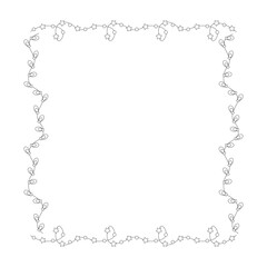 Christmas frame, garland with light bulbs.