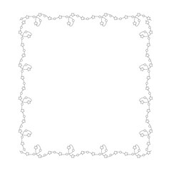 Christmas frame, garland with light bulbs.