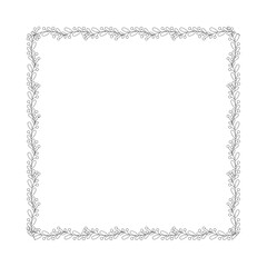 Christmas frame with tree branch and yellow berries, leaves.