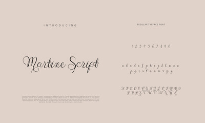 Fototapeta premium Elegant alphabet letters font and number. Classic Lettering Minimal Fashion Designs. Typography Calligraphy modern serif fonts regular decorative vintage concept. vector illustration