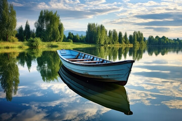 Obraz premium Summer boat nature sky beauty water calm lake landscape tranquility
