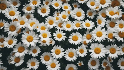 Wall of bright daisy flowers background

