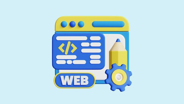 Web Development animated 3d icon. Great for business, technology, company, websites, apps, education, marketing and promotion. Website Optimization 3d icon animation.