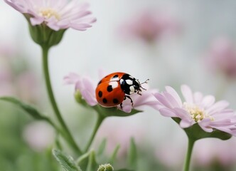 Naklejka premium close up view of ladybug on flowers 