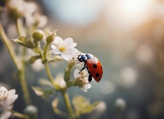 close up view of ladybug on flowers
