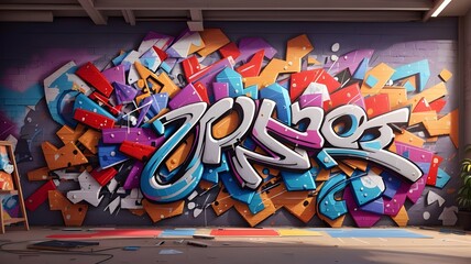 Cool Abstract 3d Graffiti On Background Wall.