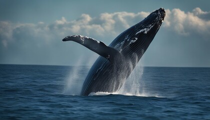 Fototapeta premium long whale in blue oceans 
