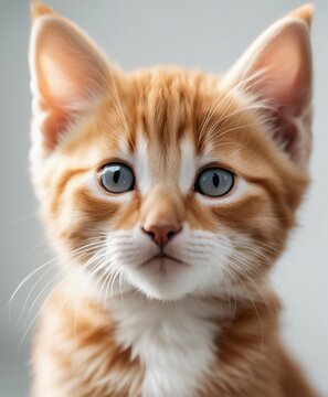 portrait of lovely orange kitty, white background
