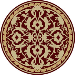 Vector red and black arabic national round ornament. Ethnic circle, eastern and african peoples of asia, persia, iran, iraq, syria. - obrazy, fototapety, plakaty