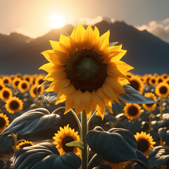 sunflower on meadow, AI-generatet