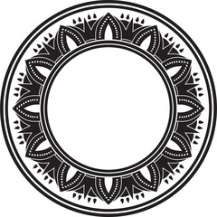 Vector round black monochrome Egyptian ornament. Endless circle border, ancient Egypt frame..