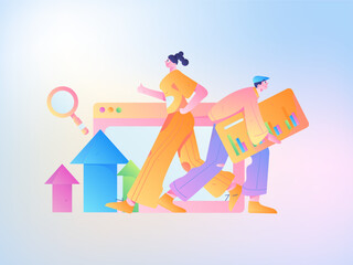 Business People Flat Vector Concept Operation Hand Drawn Illustration
