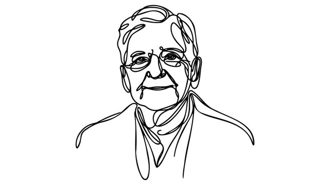 recommend clip art: Continuous line old man portrait. One line vector of a person's face. Line art of an adult man's face