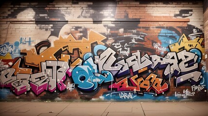 Cool Abstract 3d Graffiti On Background Wall. 